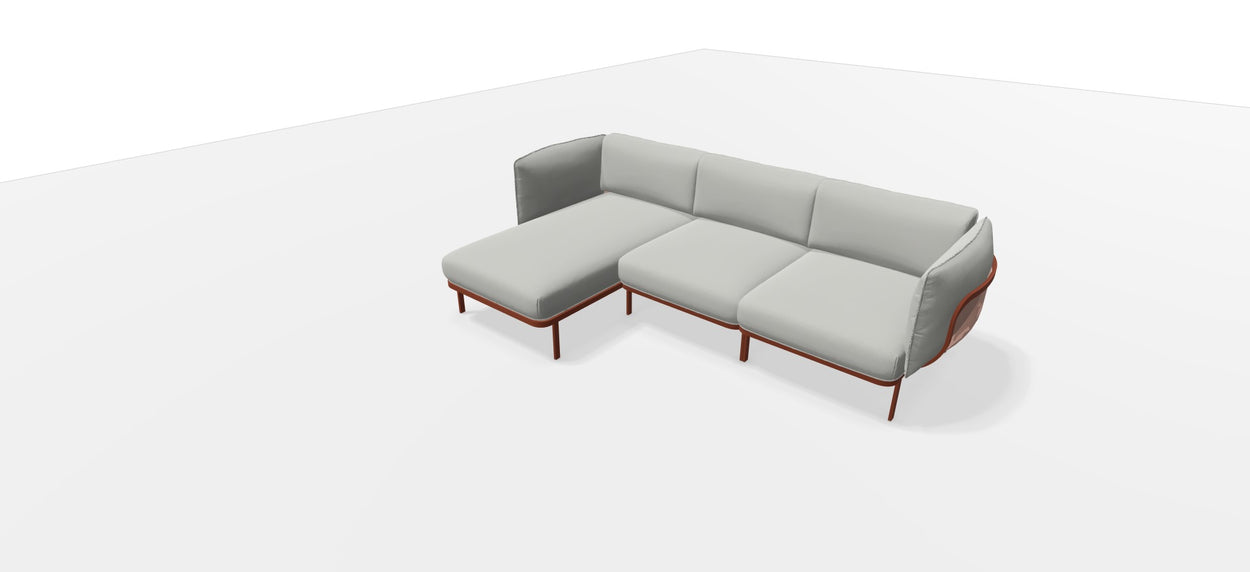 Set Cabla RVS - 3-seater sofa with daybed + 2 Coffee tables - Maple red