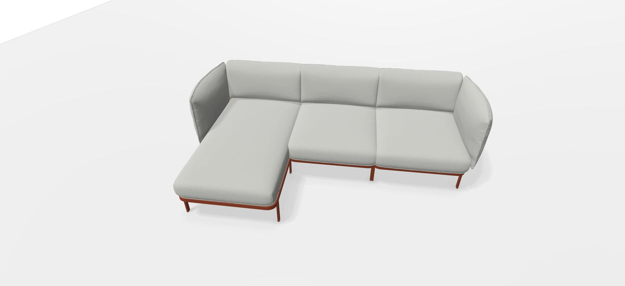 Set Cabla RVS - 3-seater sofa with daybed + 2 Coffee tables - Maple red