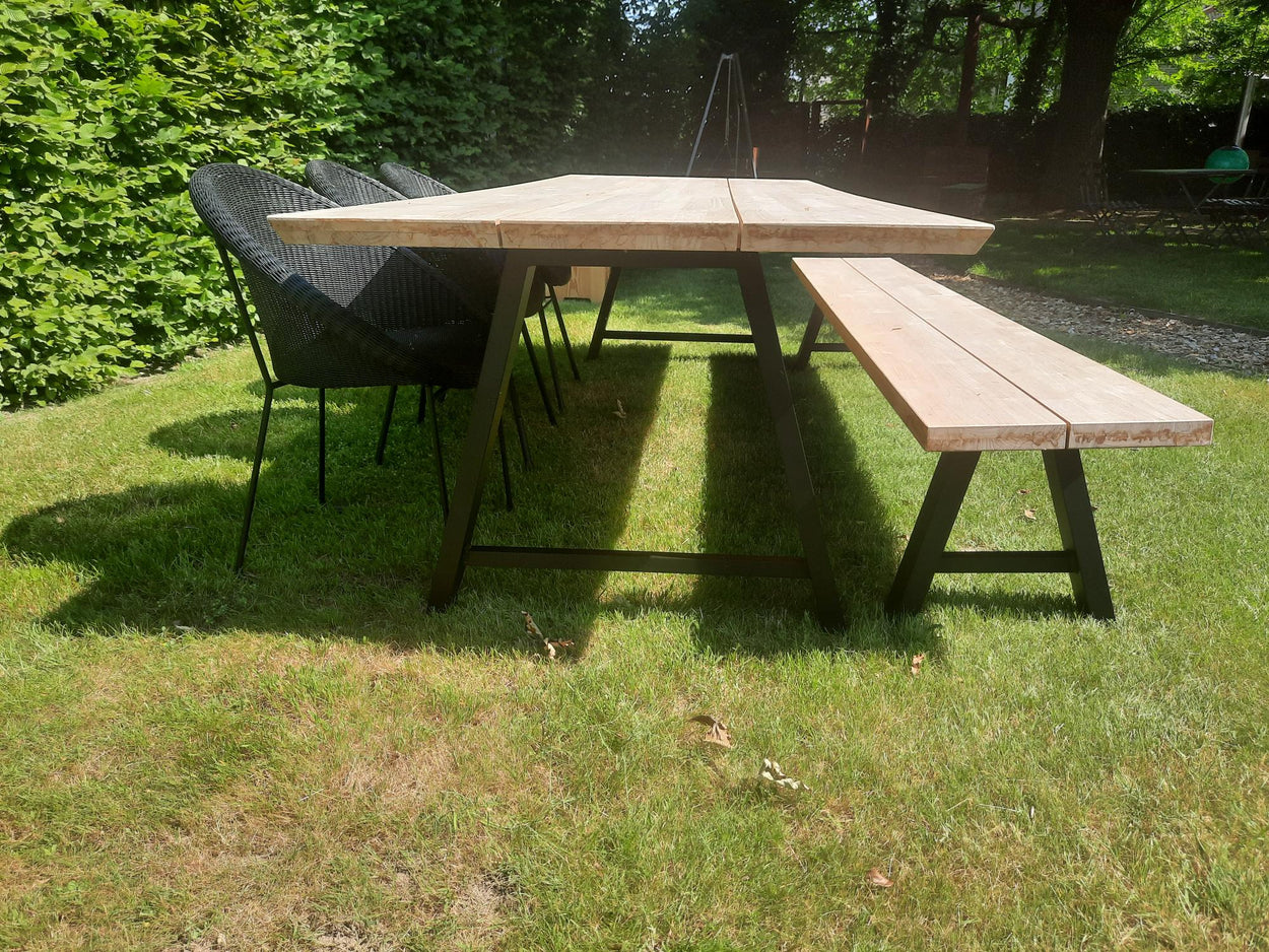 Set Matteo Dining Table + 2x Matteo Bench + Edgard Dining Chair x4