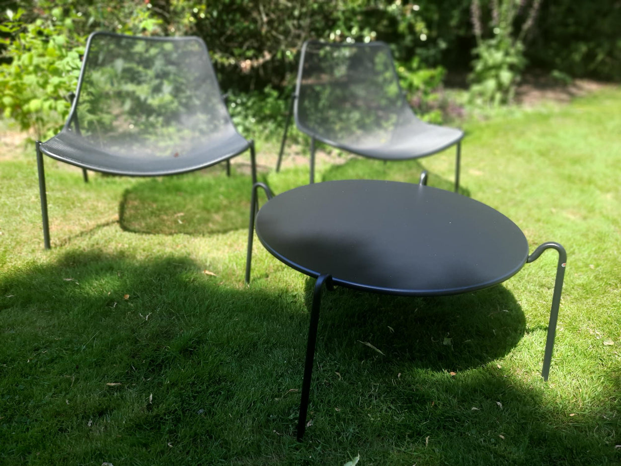 Set Round loungestoelen x2 + Rio R50 Ø80 cm Coffee Table