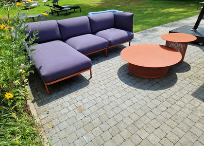 Set Cabla RVS - 3-seater sofa with daybed + 2 Coffee tables - Maple red