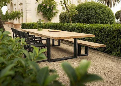 Set Nature dining table en Nature Bench x2