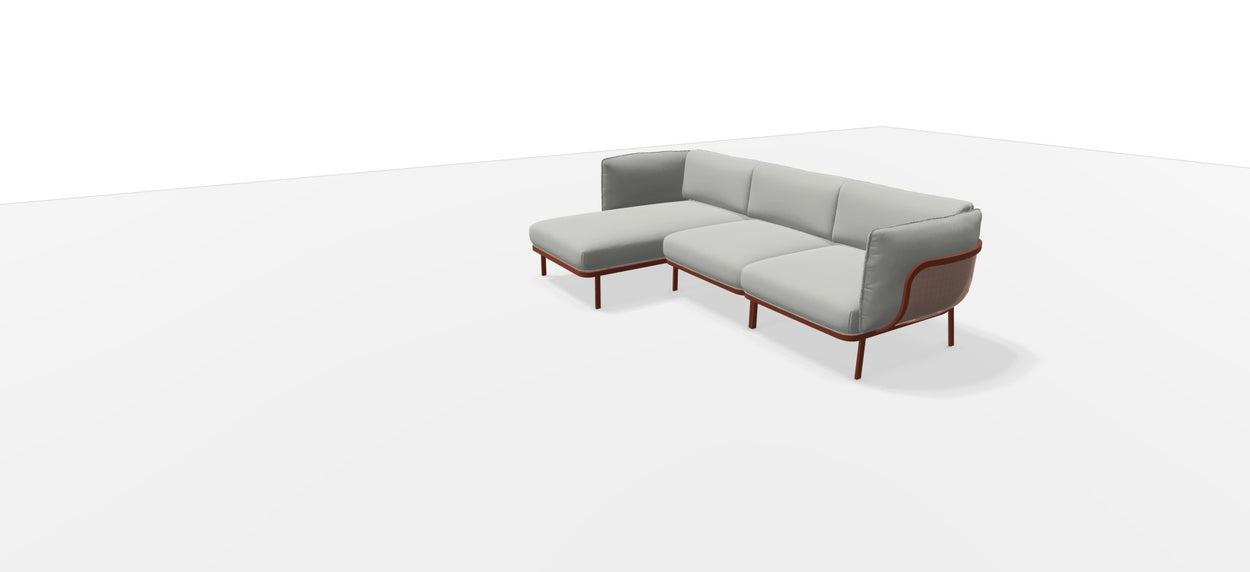 Set Cabla RVS - 3-seater sofa with daybed + 2 Coffee tables - Maple red