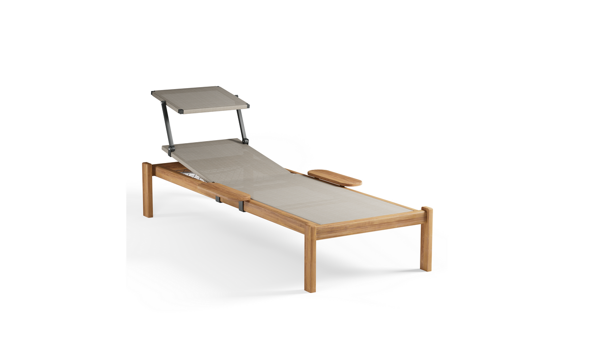 Shine Sunbed Teak met verborgen wieltjes