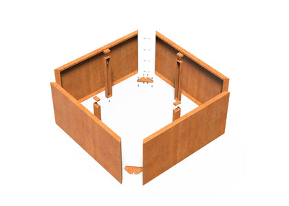 Buitenpotten Carrez Connect zonder bodem - Cortenstaal - vierkant