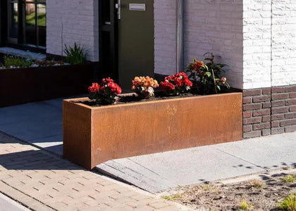 Buitenpotten Carrez Connect zonder bodem - Cortenstaal - rechthoek