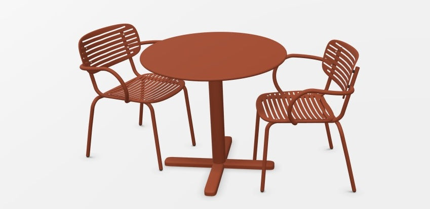 Set Darwin tafel Ø 80 cm / Mom armchair x2 - Maple red