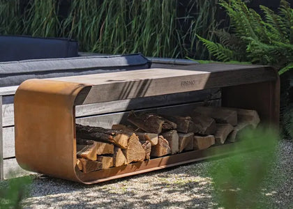 Serra Houtopslag met zitting - Corten