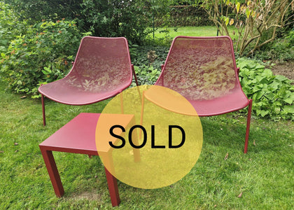 Set Round lounge x2 + Round coffee table - Intense Red