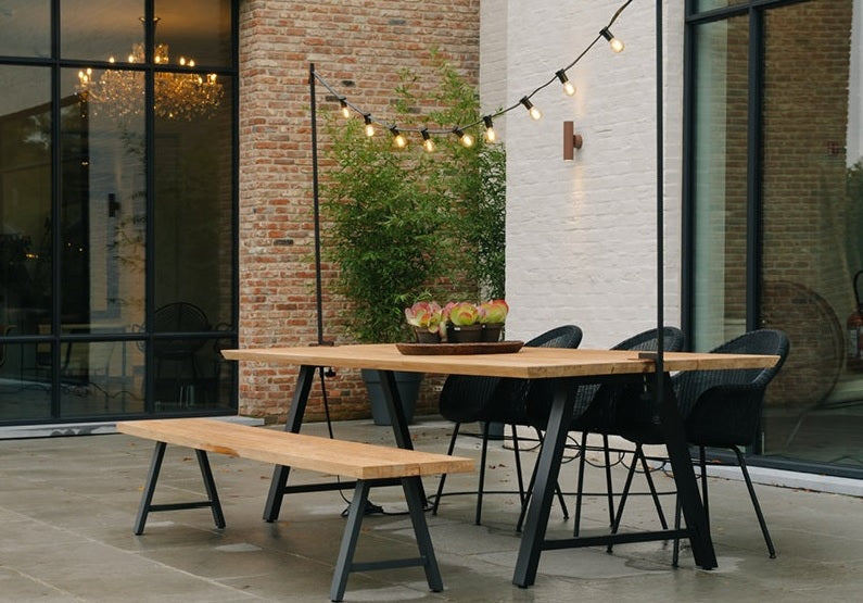 Set Matteo Dining Table + 2x Matteo Bench + Edgard Dining Chair x4