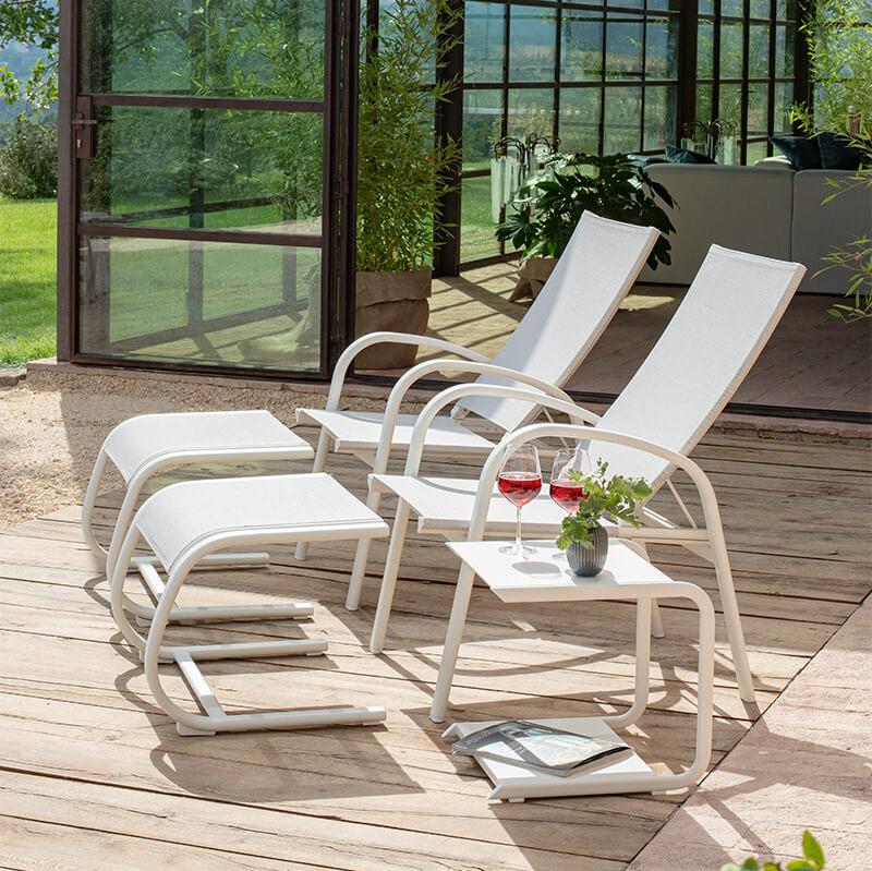 Set Holly Lounge chair met verstelbare leuning + Footrest / 2 stuks