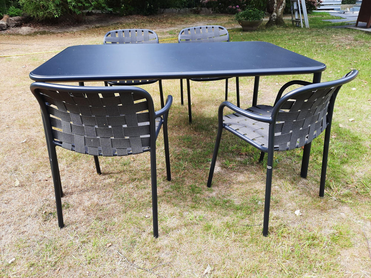 Set Yard tafel 160x97,5 cm, Yard armchair x4 aluminium