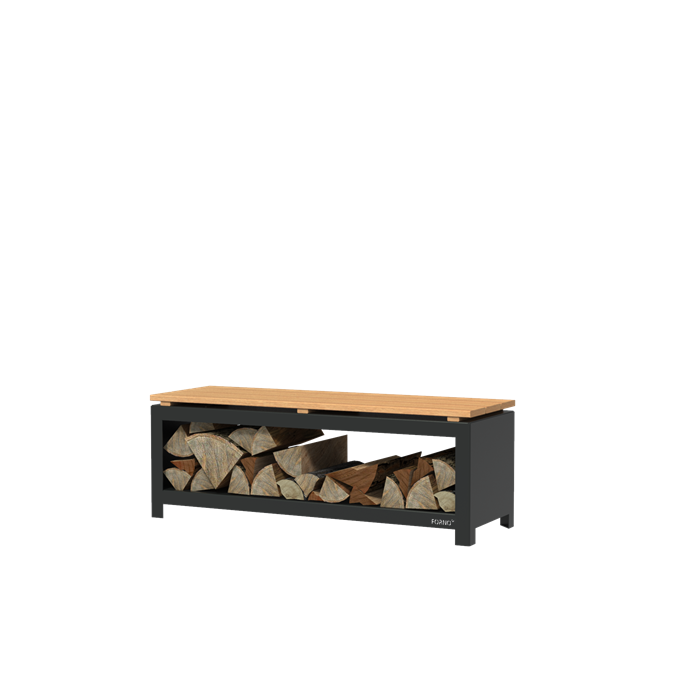 Houtopslag/tuinbank 120cm - Corten/Black