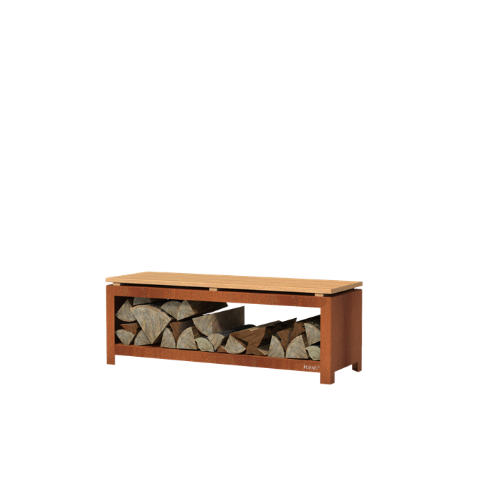 Houtopslag/tuinbank 120cm - Corten/Black
