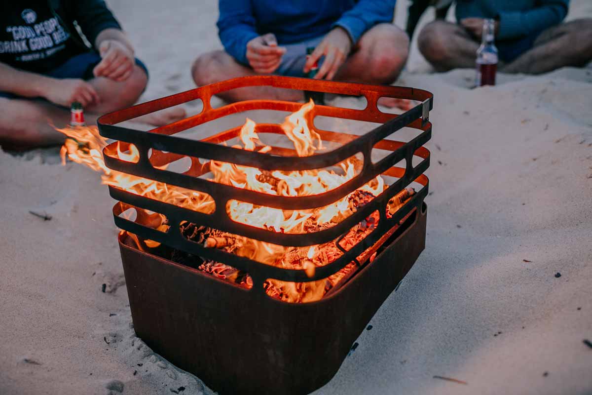 Cube Fire Basket Cortenstaal