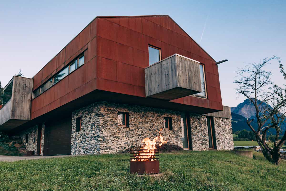 Cube Fire Basket Cortenstaal