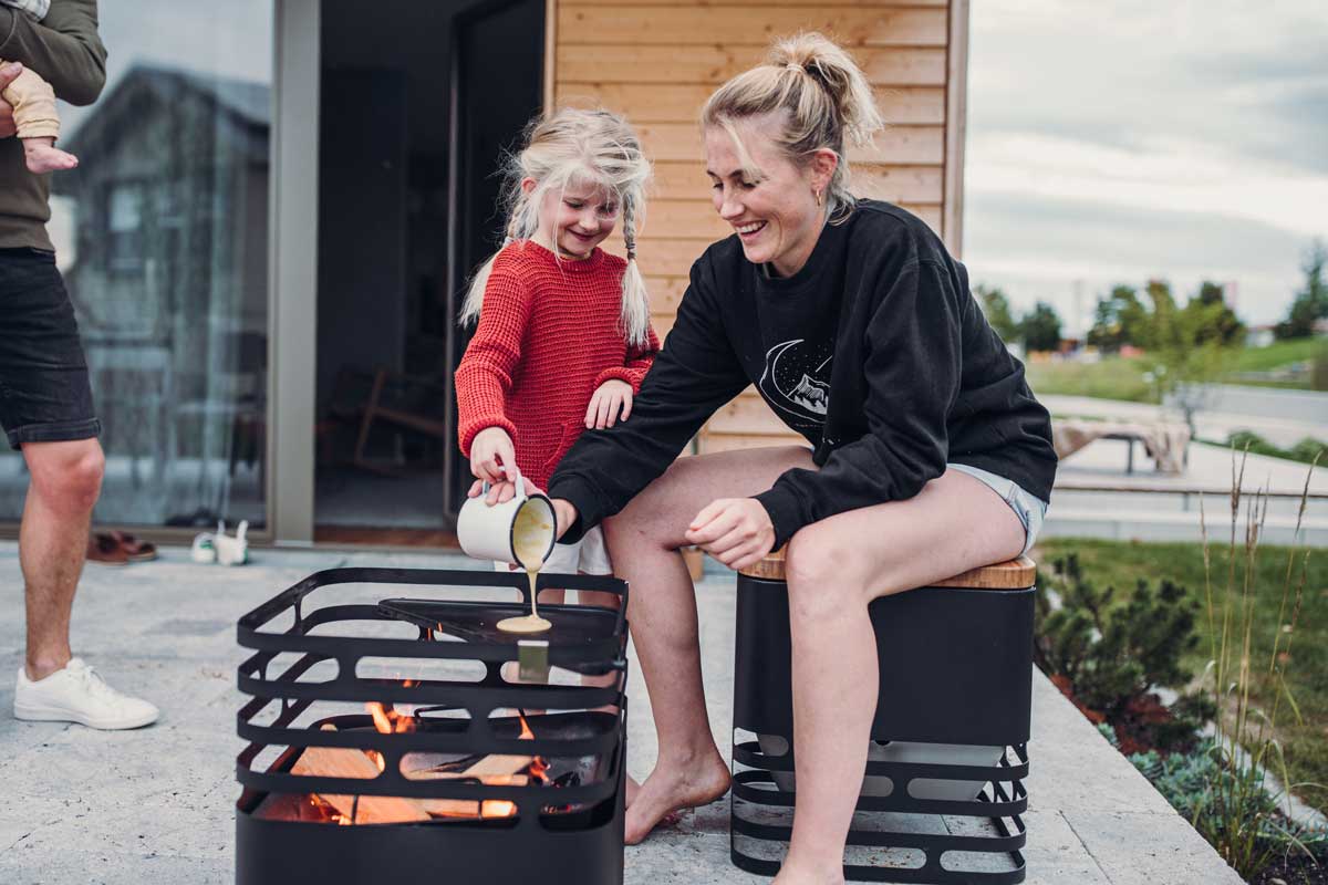 Cube Fire Basket Cortenstaal