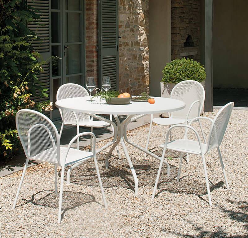 Set Cambi tafel rond Ø120 + x4 Round chair - White