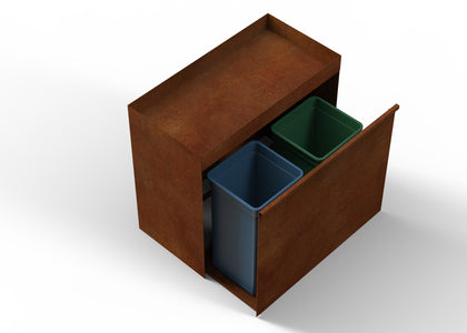 Afvalbak 70L dubbel - Open langs de lange zijde - 3 kleuren