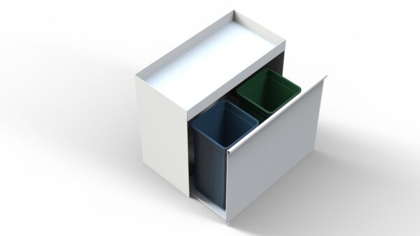 Afvalbak 70L dubbel - Open langs de lange zijde - 3 kleuren