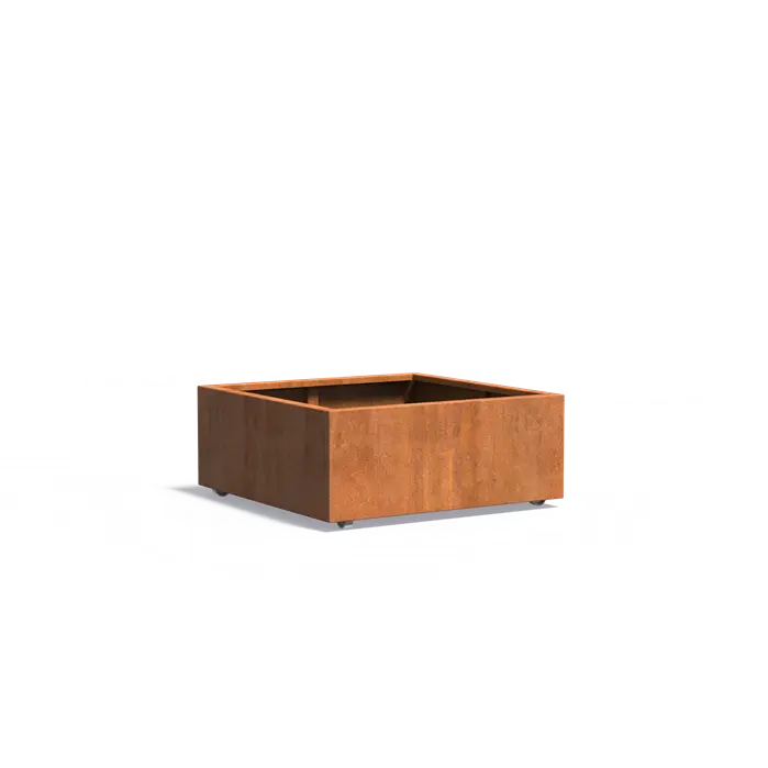 Buitenpotten Carrez met wielen - Cortenstaal - vierkant