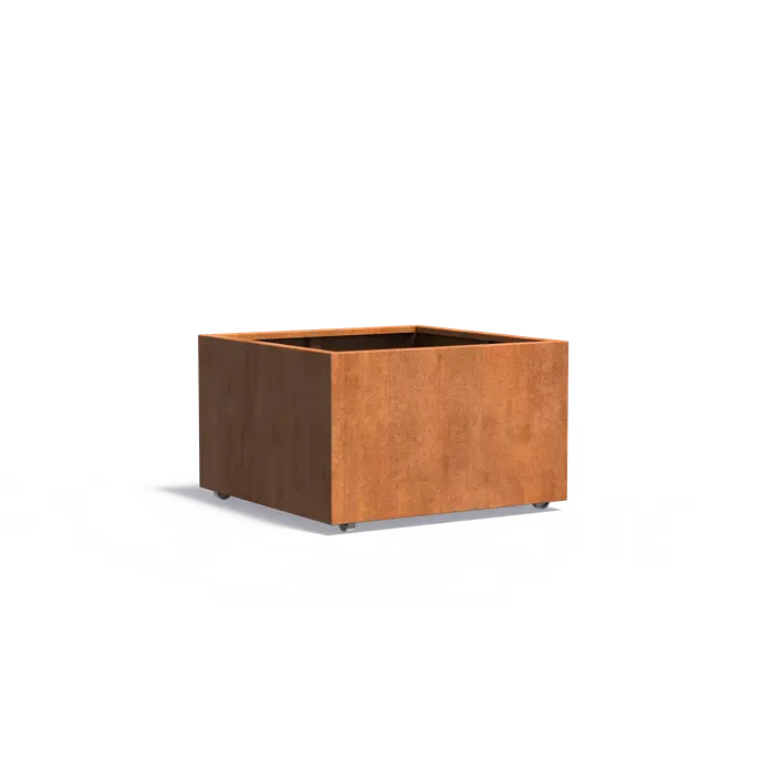 Buitenpotten Carrez met wielen - Cortenstaal - vierkant