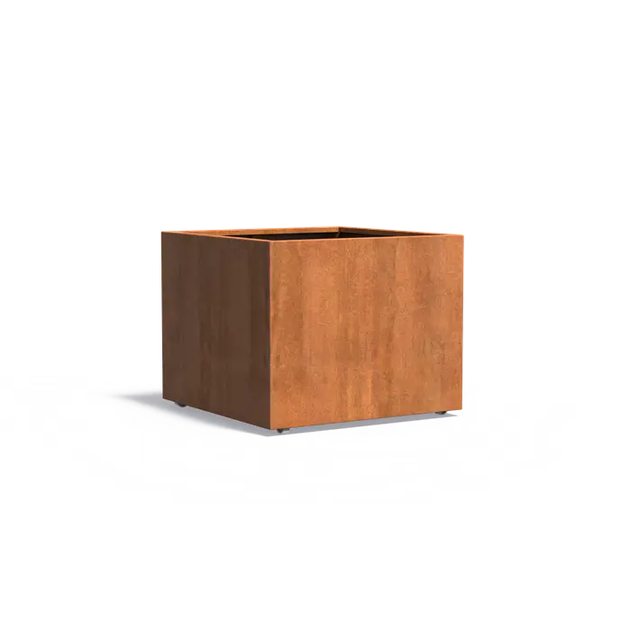 Buitenpotten Carrez met wielen - Cortenstaal - vierkant