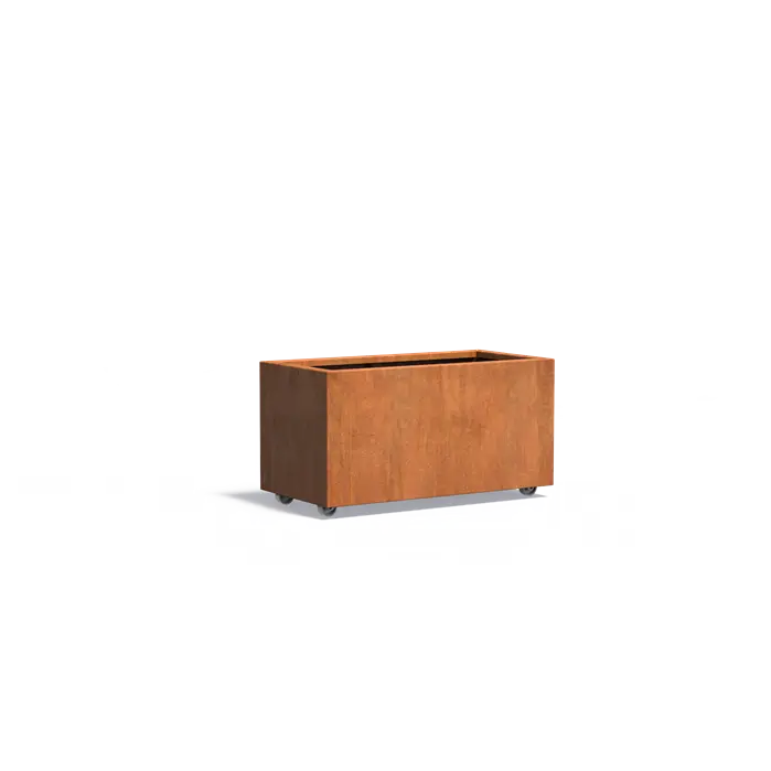 Buitenpotten Carrez met wielen - Cortenstaal - rechthoek