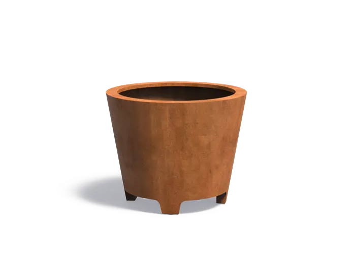 Buitenpot Conic met poten - Cortenstaal