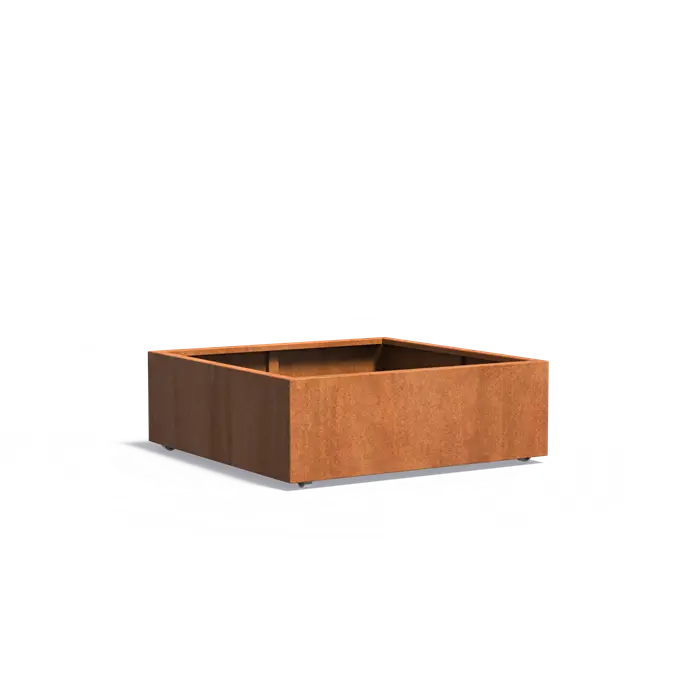 Buitenpotten Carrez met wielen - Cortenstaal - vierkant