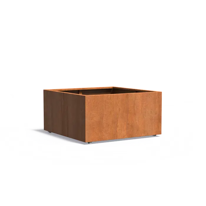 Buitenpotten Carrez met wielen - Cortenstaal - vierkant