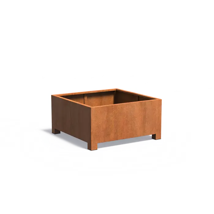 Buitenpotten Carrez met poten - Cortenstaal - vierkant