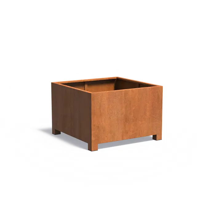 Buitenpotten Carrez met poten - Cortenstaal - vierkant