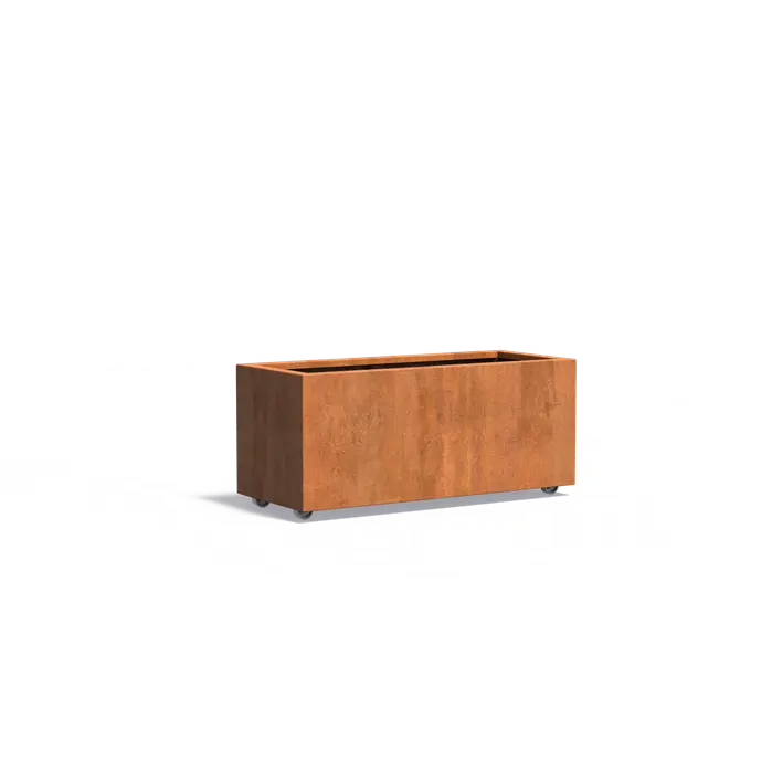 Buitenpotten Carrez met wielen - Cortenstaal - rechthoek