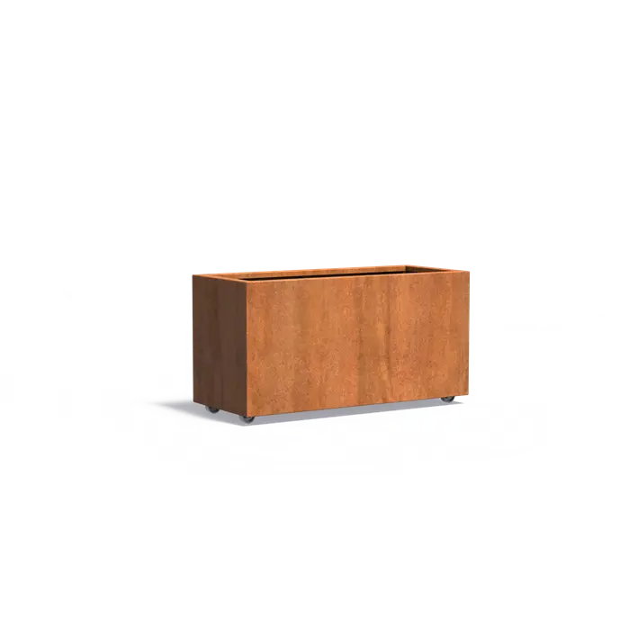 Buitenpotten Carrez met wielen - Cortenstaal - rechthoek