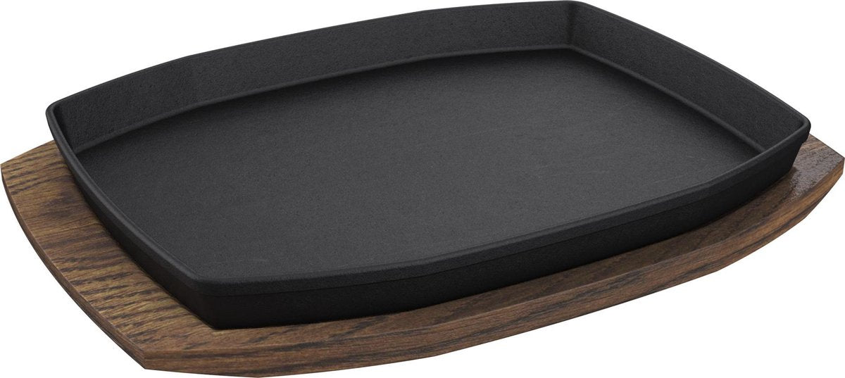 Cast Iron Sizzling Plate & Holder - 2 sizes