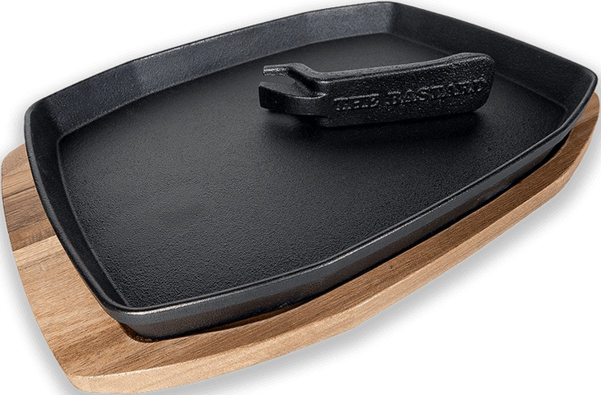 Cast Iron Sizzling Plate & Holder - 2 sizes