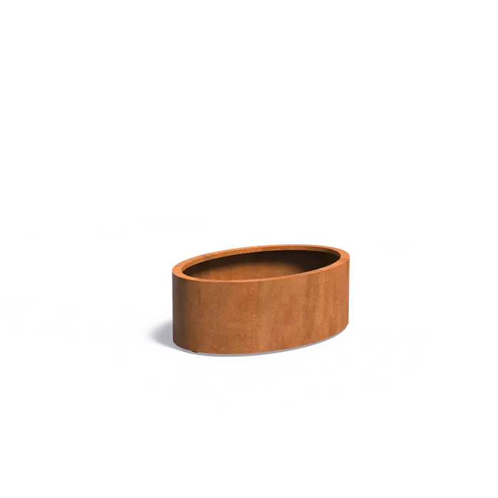 Buitenpot Ellipse met bodem - Cortenstaal