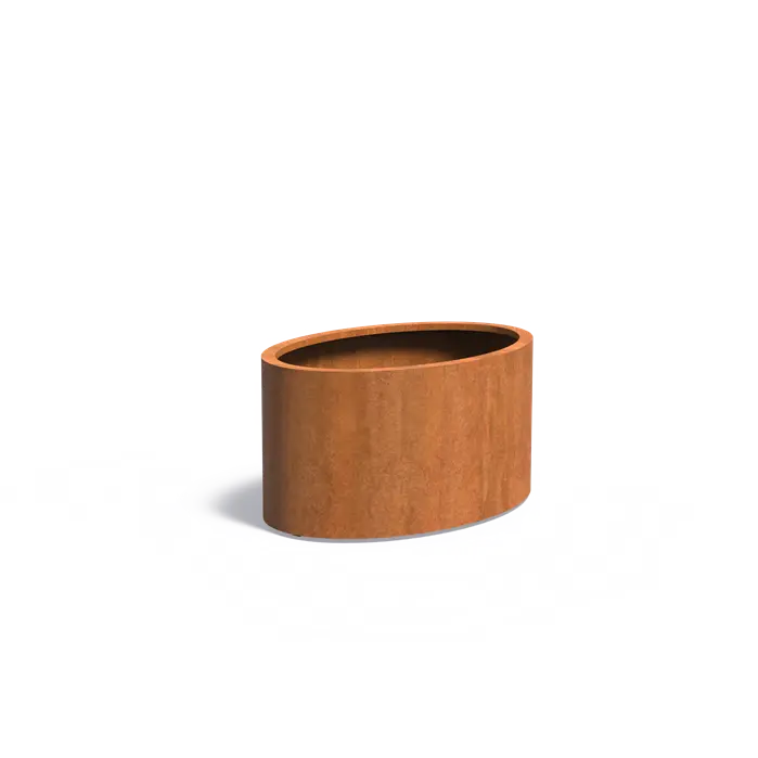 Buitenpot Ellipse met bodem - Cortenstaal
