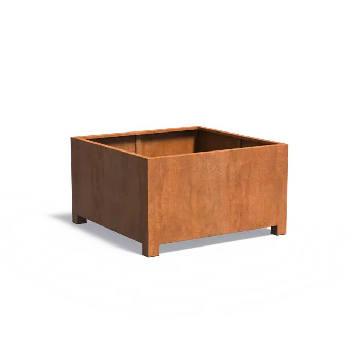 Buitenpotten Carrez met poten - Cortenstaal - vierkant