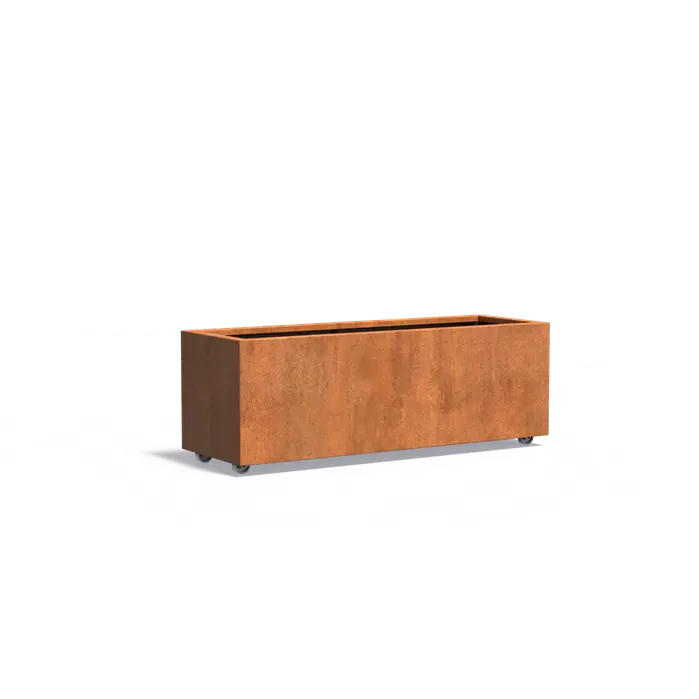 Buitenpotten Carrez met wielen - Cortenstaal - rechthoek