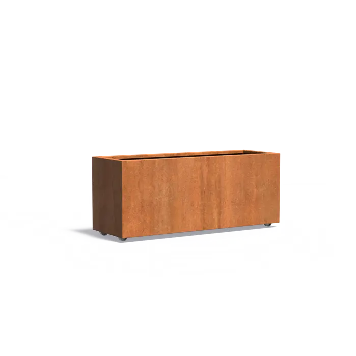 Buitenpotten Carrez met wielen - Cortenstaal - rechthoek