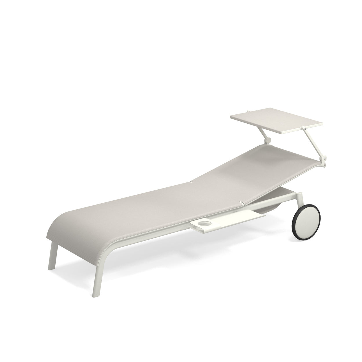 Tiki Sunbed - White/ Grey + wielen + roof