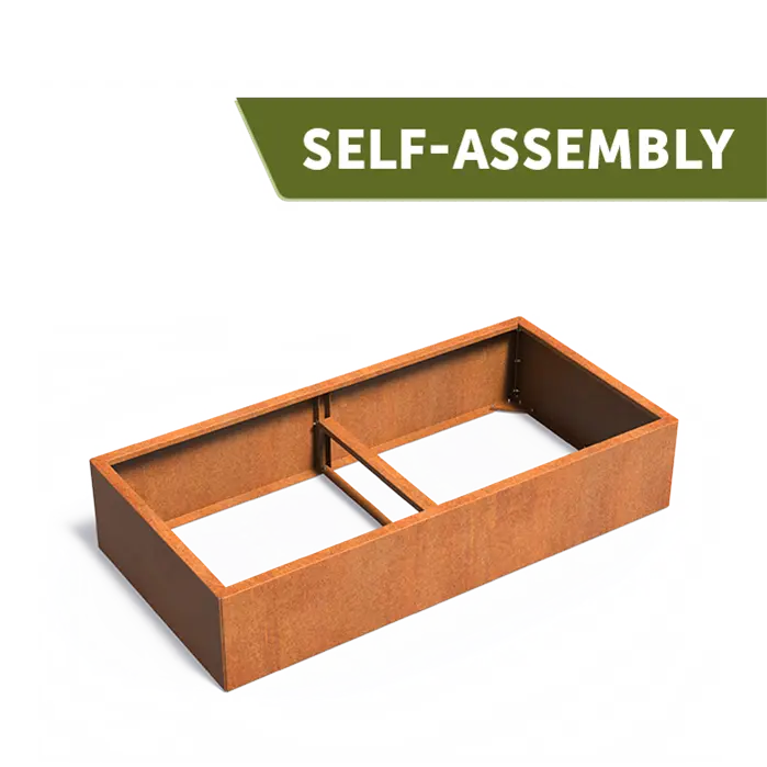 Buitenpotten Carrez Connect zonder bodem - Cortenstaal - rechthoek