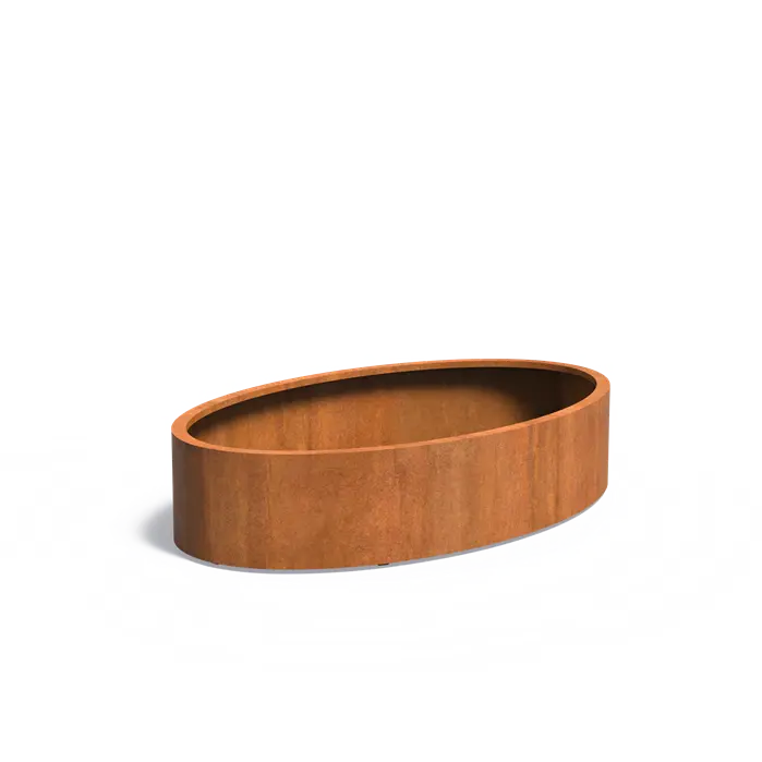 Buitenpot Ellipse met bodem - Cortenstaal