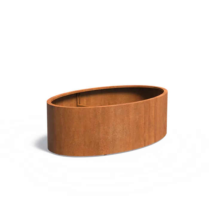 Buitenpot Ellipse met bodem - Cortenstaal
