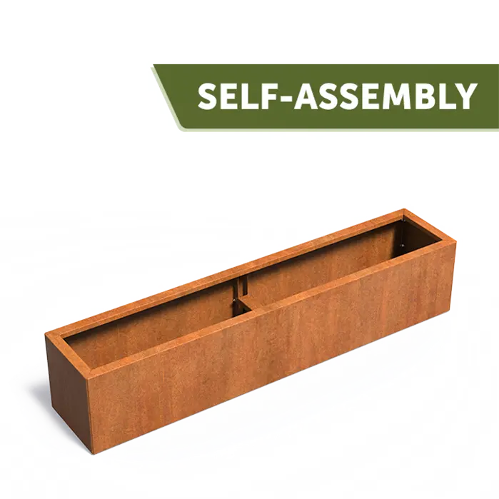 Buitenpotten Carrez Connect zonder bodem - Cortenstaal - rechthoek