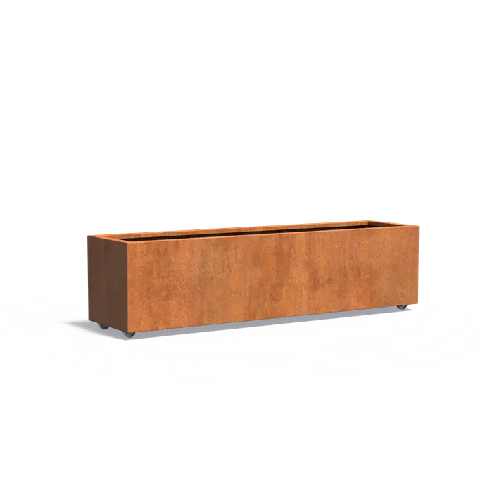 Buitenpotten Carrez met wielen - Cortenstaal - rechthoek