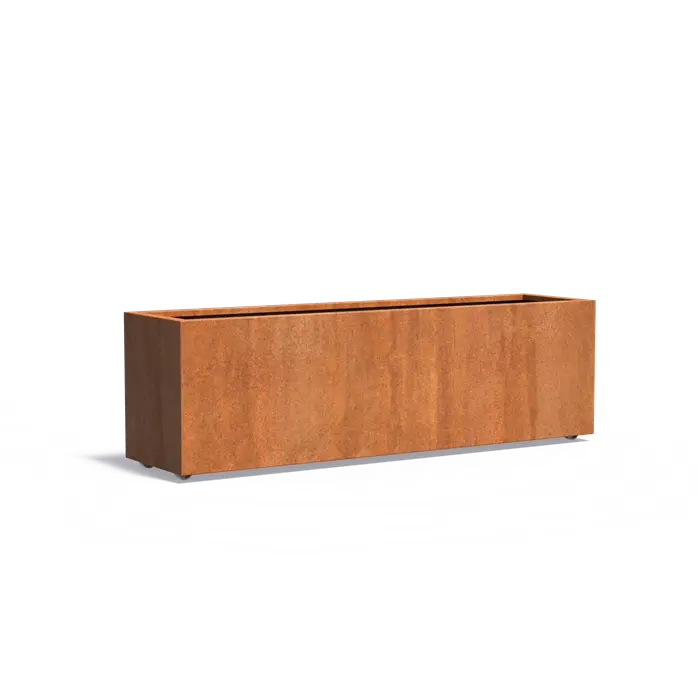 Buitenpotten Carrez met wielen - Cortenstaal - rechthoek