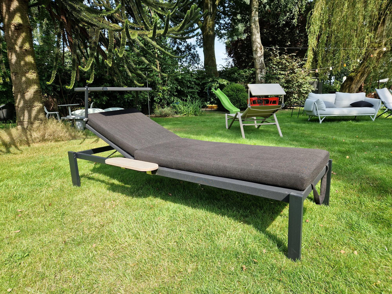 Set Shine Sunbed Aluminium met verborgen wieltjes - Black